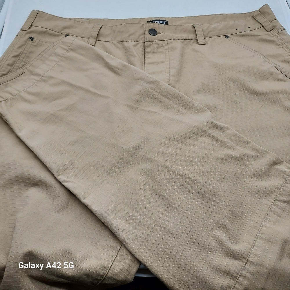 CQR Mens Khaki Cargo Work Pants 38W 32L Polyester Cotton Blend‎ Tactical Outdoor